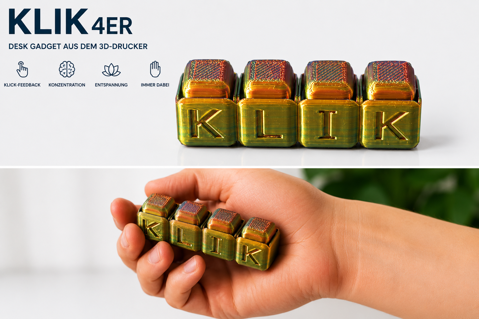 KLIK 4ER – Desk Gadget aus dem 3D-Drucker