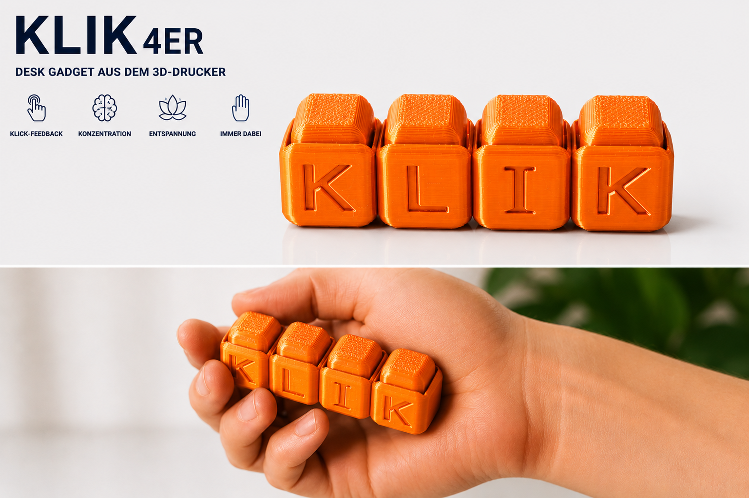 KLIK 4ER – Desk Gadget aus dem 3D-Drucker