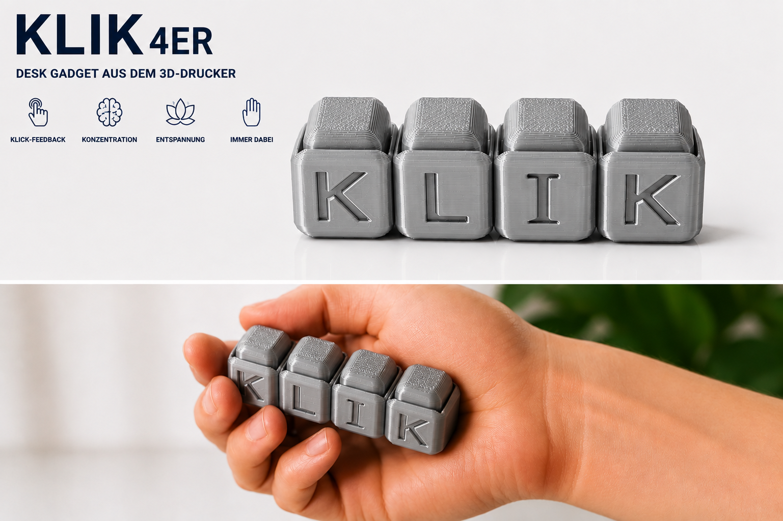 KLIK 4ER – Desk Gadget aus dem 3D-Drucker