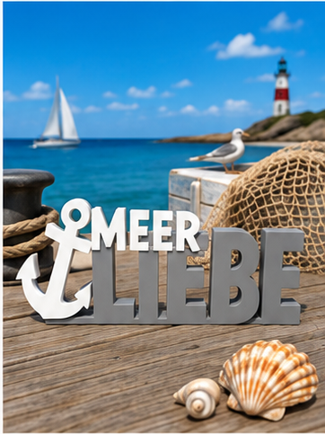 MEERLIEBE – 3D-Dekoaufsteller mit Anker | Maritime Deko