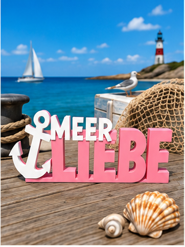 MEERLIEBE – 3D-Dekoaufsteller mit Anker | Maritime Deko
