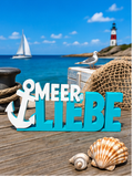 MEERLIEBE – 3D-Dekoaufsteller mit Anker | Maritime Deko